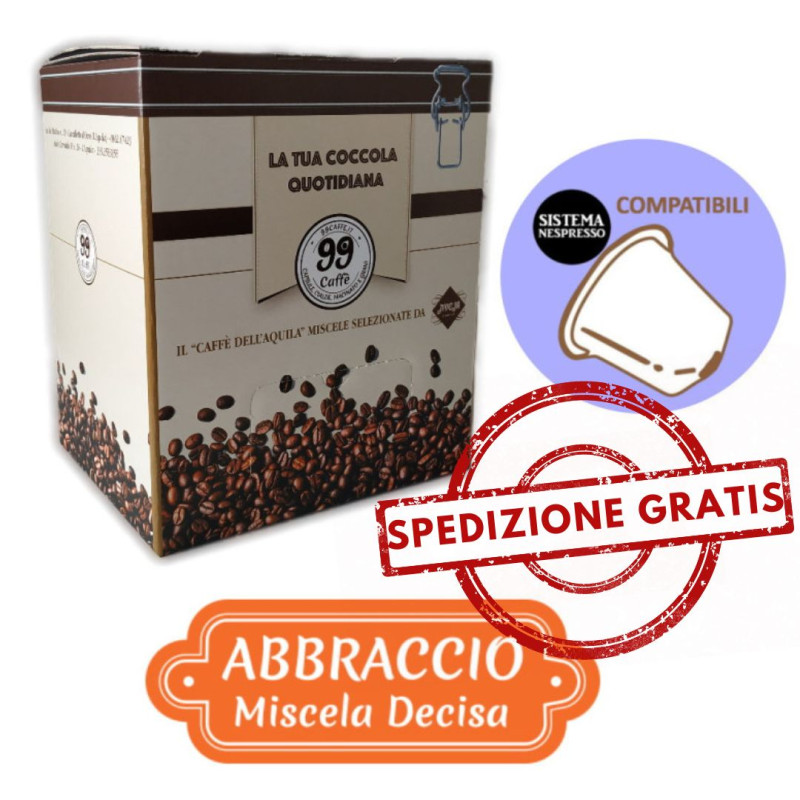 80 Capsule compatibili Nespresso - Abbraccio, Miscela Decisa - 99 Caffè