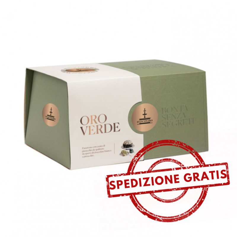 Fiasconaro - Panettone Oro Verde ricoperto di cioccolato bianco e pistacchi 1Kg