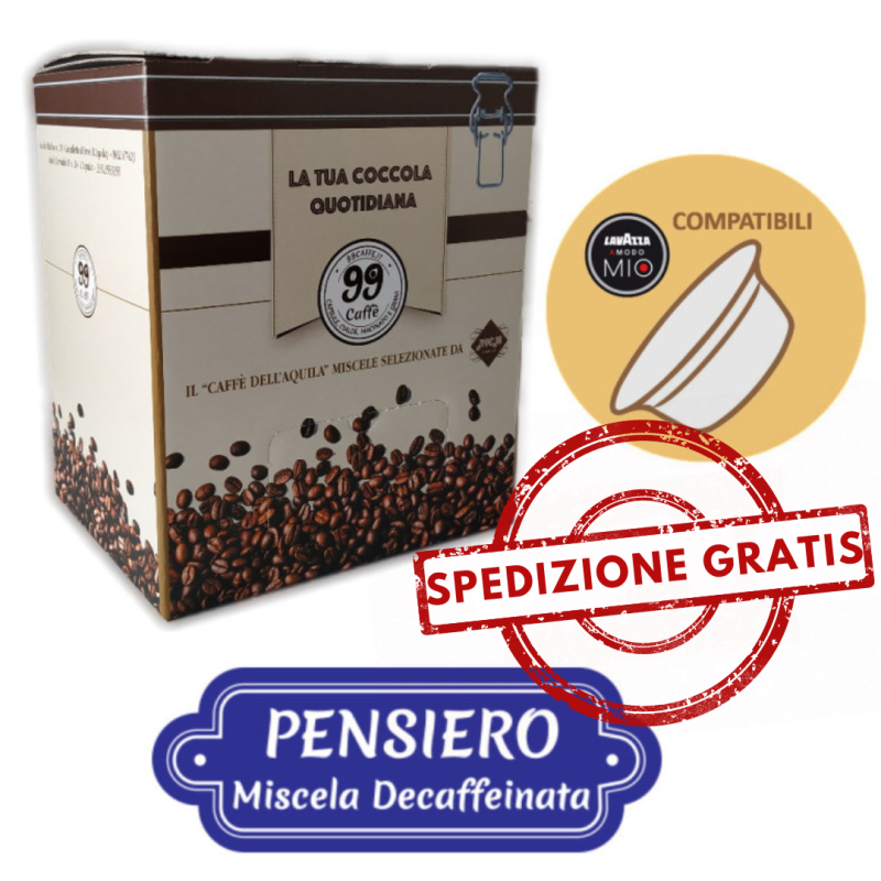 80 Capsule comp. Lavazza a Modo Mio - Pensiero, Miscela Dek - 99 Caffè