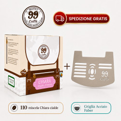 110 Cialde ESE 44mm - Chiara + Griglia Faber Deluxe in Acciaio - 99 Caffè