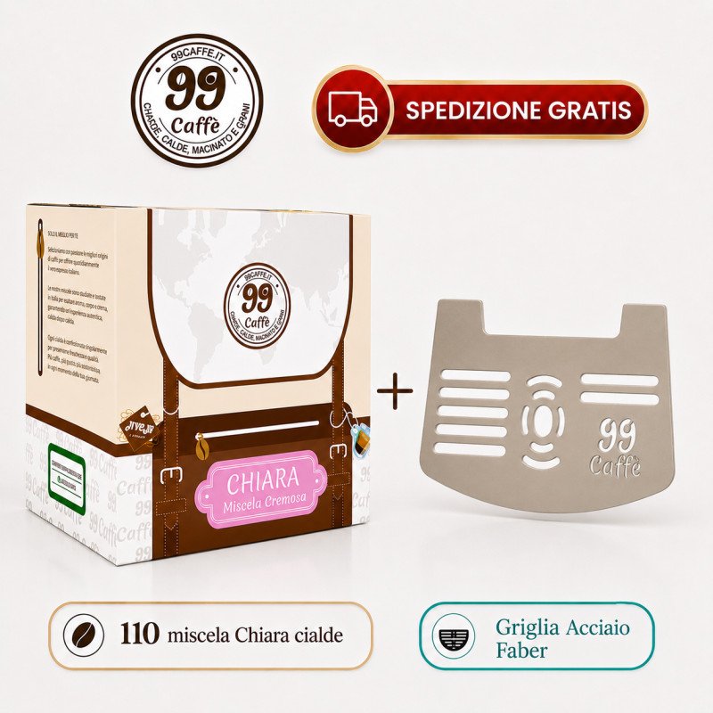 110 Cialde ESE 44mm - Chiara + Griglia Faber Deluxe in Acciaio - 99 Caffè